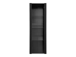 Vitrine alta com 3 prateleiras de vidro, corpo em MDF lacado preto, LED incluído - 55x38x166cm