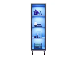 Vitrine alta de vidro - 40 x 40 x 170 cm - com portas + LEDs + prateleiras - aglomerado - branca