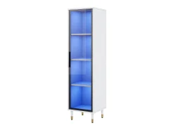 Vitrine alta de vidro - 40 x 40 x 170 cm - com portas + LEDs + prateleiras - aglomerado - branca