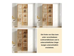 Vitrine alta de vidro - 110 x 35 x 165 cm - com 3 portas + LEDs + prateleiras ajustáveis - MDF - branca