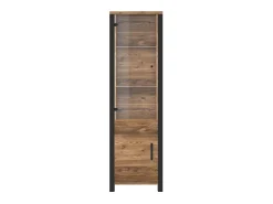 Vitrine alta design, 2 portas coleção DARWIN. Cor abeto e preto.