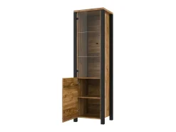 Vitrine alta design, 2 portas coleção DARWIN. Cor abeto e preto.