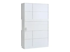 Vitrine alta moderna em vidro - 120 x 34 x 200 cm - com LEDs + 6 portas + prateleira - aglomerado - branca