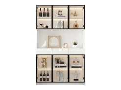 Vitrine alta moderna em vidro - 120 x 36 x 200 cm - com LEDs + 6 portas - para coleções/quarto - aglomerado - branca
