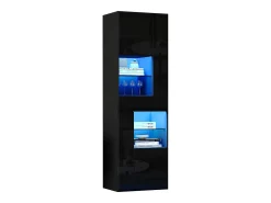 Vitrine alto brilho 55x38x170 cm - 1 gaveta e 4 portas - com iluminação LED - Preto