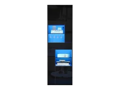 Vitrine alto brilho 55x38x170 cm - 1 gaveta e 4 portas - com iluminação LED - Preto