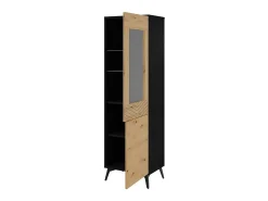 Vitrine AMBIHOME JESS - Preto/Carvalho, C54xP39xA178cm