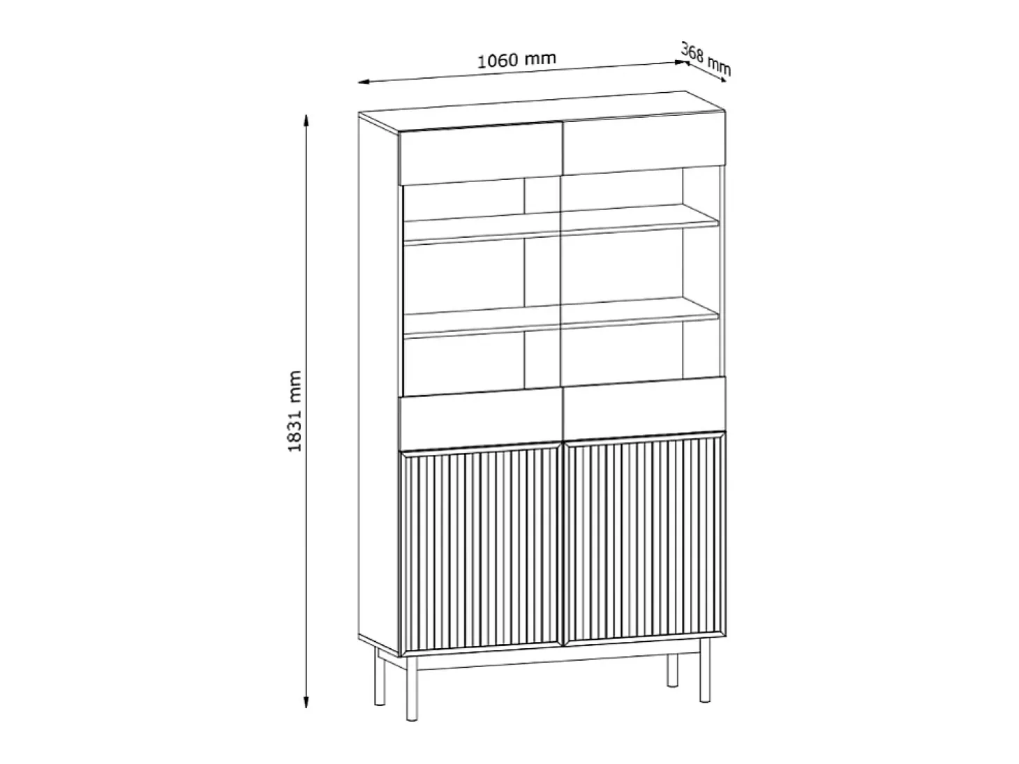 Vitrine AMBIHOME SAROSI - Carvalho, C106 x P37 x A183cm
