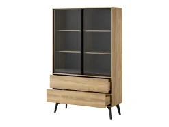 Vitrine AMBIHOME SIDEWAY - Preto/Carvalho, C100xA165xP39cm