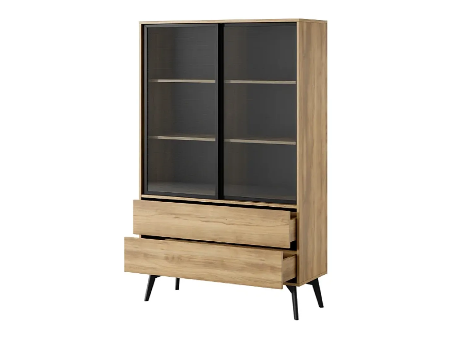 Vitrine AMBIHOME SIDEWAY - Preto/Carvalho, C100xA165xP39cm