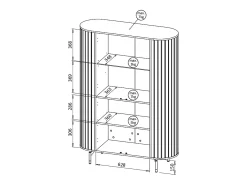 Vitrine AMBIHOME ZANE 01 - Caxemira, C112xP40xA155cm