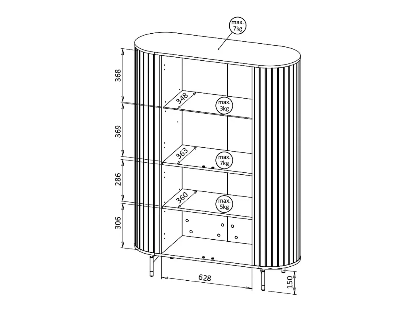 Vitrine AMBIHOME ZANE 01 - Caxemira, C112xP40xA155cm