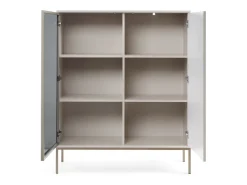 Vitrine baixa moderna com frente canelada, 104×126×39 cm, Caxemira / Ouro