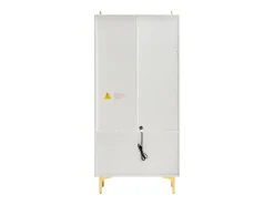 Vitrine branca com 2 portas de vidro marrom e 2 gavetas, LED incluso - 70x35x150cm