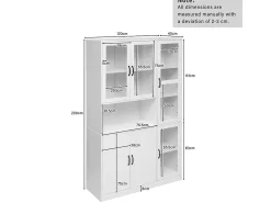 Vitrine branca com iluminação LED e portas para armazenamento em sala de estar/quarto.