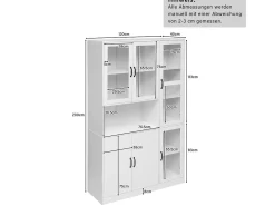 Vitrine branca com iluminação LED e portas para armazenamento em sala de estar/quarto.