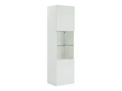 Vitrine branca de alto brilho com 2 portas e 1 prateleira de vidro, LED incluído - 45x35x160cm