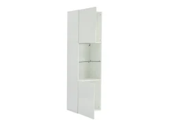 Vitrine branca de alto brilho com 2 portas e 1 prateleira de vidro, LED incluído - 45x35x160cm