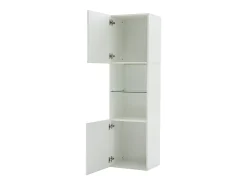 Vitrine branca de alto brilho com 2 portas e 1 prateleira de vidro, LED incluído - 45x35x160cm