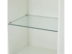 Vitrine branca de alto brilho com 2 portas e 1 prateleira de vidro, LED incluído - 45x35x160cm