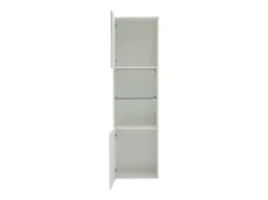 Vitrine branca de alto brilho com 2 portas e 1 prateleira de vidro, LED incluído - 45x35x160cm