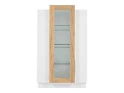 Vitrine branca 74x40x120cm com 3 portas, sendo 1 de acrílico, prateleiras de vidro, LED incluso