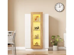 Vitrine branca 74x40x120cm com 3 portas, sendo 1 de acrílico, prateleiras de vidro, LED incluso