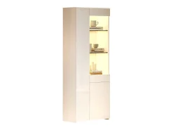 Vitrine brilhante 70×35×180 cm - com iluminação LED - 2 portas e 1 gaveta - branco