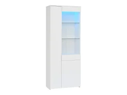 Vitrine brilhante 70×35×180 cm - com iluminação LED - 2 portas e 1 gaveta - branco