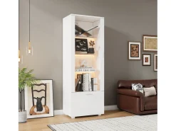 Vitrine brilhante com portas de acrílico - 50 x 40 x 160 cm - com LEDs + 3 prateleiras - Acrílico + aglomerado - branca