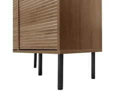 Vitrine com 2 portas de vidro e 4 gavetas - Cor madeira escura