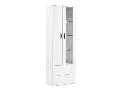 Vitrine com 2 portas e 2 gavetas e LED - Altura 180cm - Branco