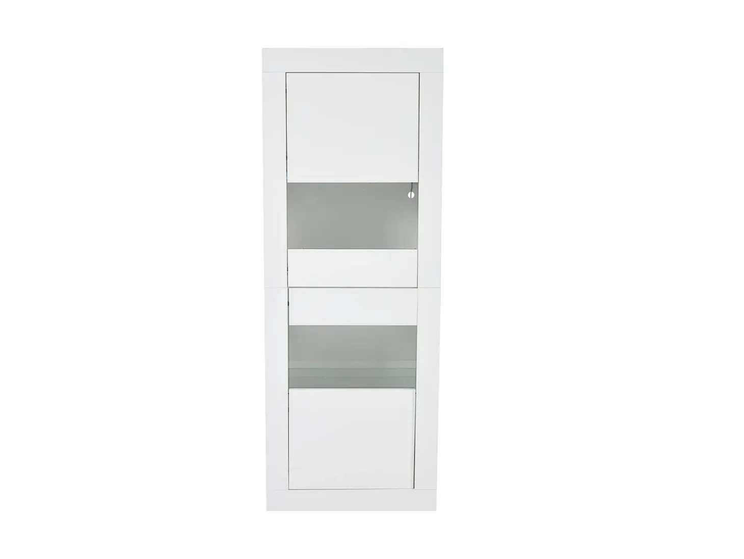 Vitrine com 2 portas e prateleiras de vidro, corpo lacado branco, LED incluído - 61x42x162cm
