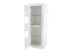 Vitrine com 2 portas e prateleiras de vidro, corpo lacado branco, LED incluído - 61x42x162cm