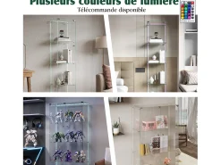 Vitrine com 5 prateleiras e portas duplas, vitrine para sala de estar