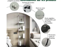 Vitrine com 5 prateleiras e portas duplas, vitrine para sala de estar