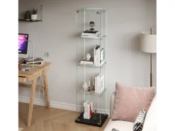 Vitrine com 5 prateleiras e portas duplas, vitrine para sala de estar