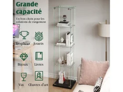 Vitrine com 5 prateleiras e portas duplas, vitrine para sala de estar