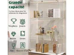 Vitrine com 4 prateleiras e portas duplas, vitrine para sala de estar