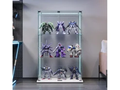 Vitrine com 4 prateleiras e portas duplas, vitrine para sala de estar