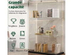 Vitrine com 4 prateleiras e portas duplas, vitrine para sala de estar