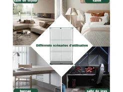 Vitrine com 4 prateleiras e portas duplas, vitrine para sala de estar