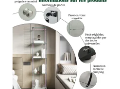 Vitrine com 5 prateleiras e portas duplas, vitrine para sala de estar