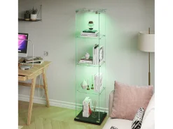 Vitrine com 5 prateleiras e portas duplas, vitrine para sala de estar