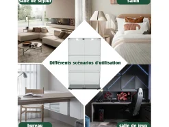 Vitrine com 4 prateleiras e portas duplas, vitrine para sala de estar