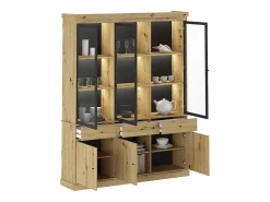 Vitrine com arrumação e LEDs - Natural e preto - MARSORIA