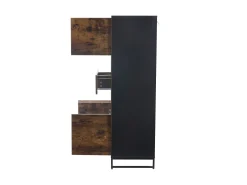 Vitrine com iluminação LED, vitrine independente, armário com 2 gavetas, com painel de acrílico, 80x40x138 cm, marrom