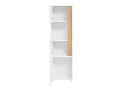 Vitrine com iluminação LED e 2 portas - Ideal para sala de estar, escritório e cozinha - Branco e natural - 50 x 40 x 179 cm