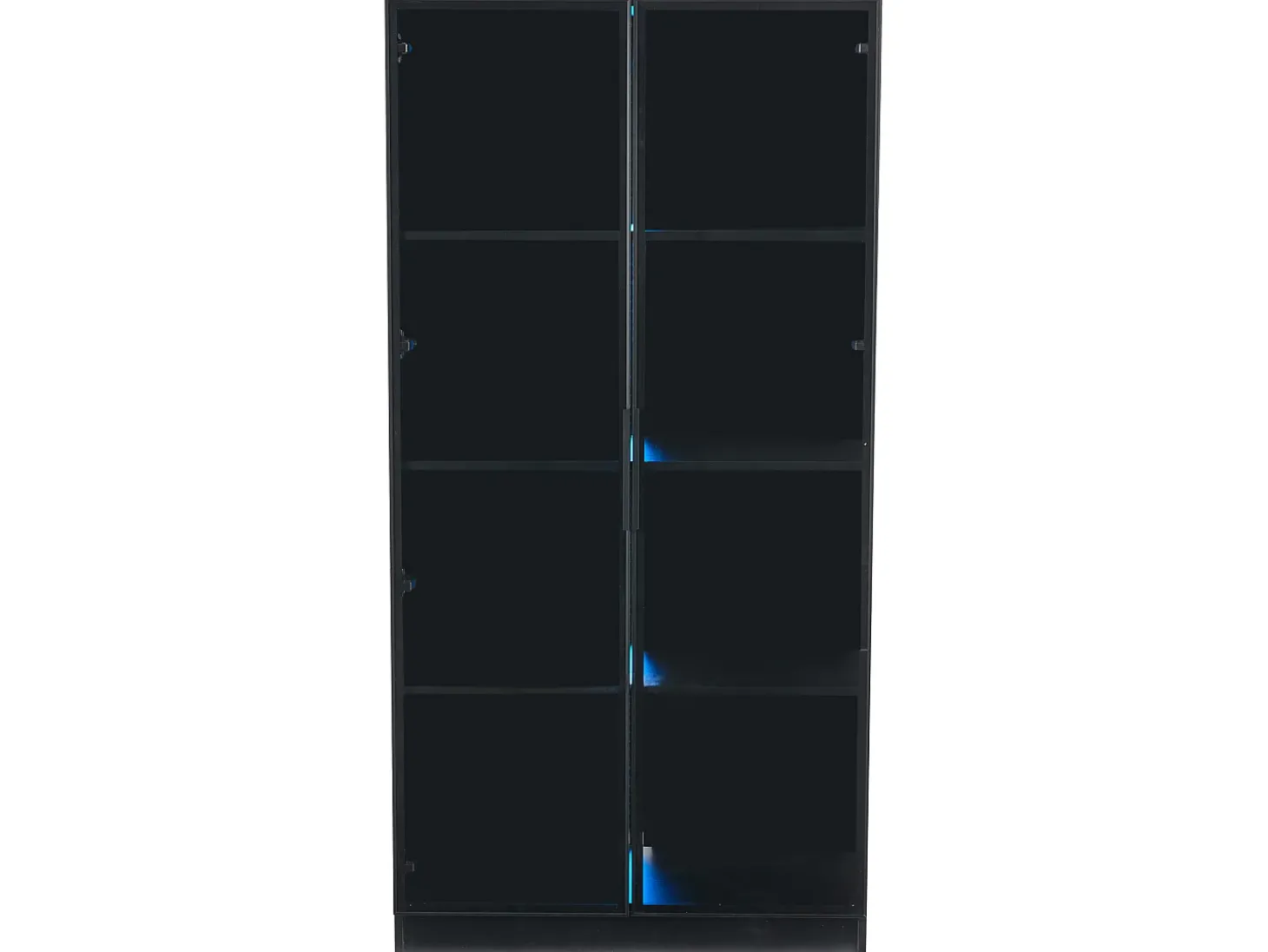 Vitrine com iluminação LED e 2 portas de vidro - Prateleiras ajustáveis - Preta
