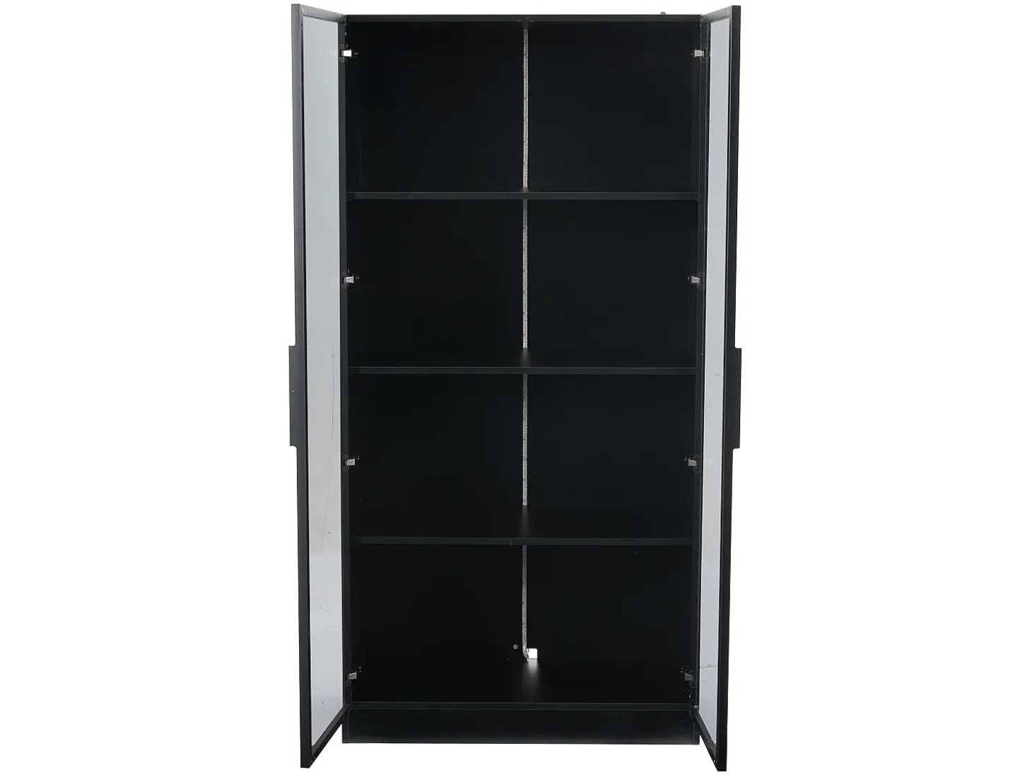 Vitrine com iluminação LED e 2 portas de vidro - Prateleiras ajustáveis - Preta